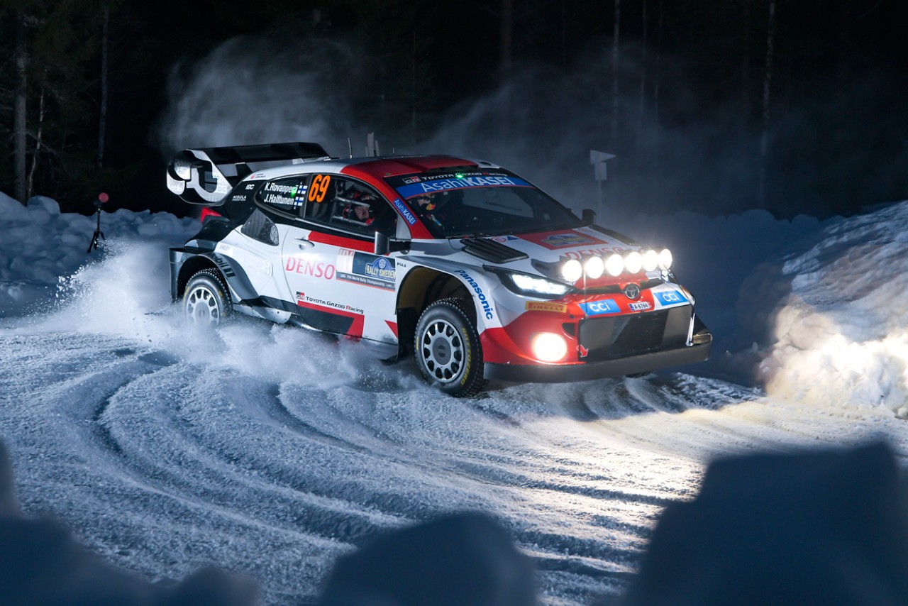 Toyota WRC Car driving in the snow