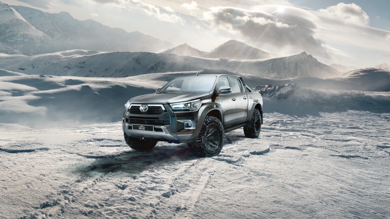 Toyota Hilux AT35 front angle on snow