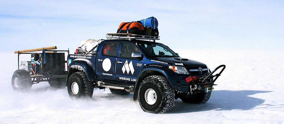 Toyota Hilux driving on snow