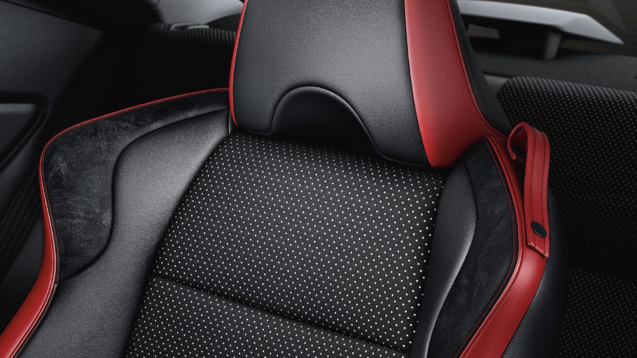Toyota GT86 close up of leather seats