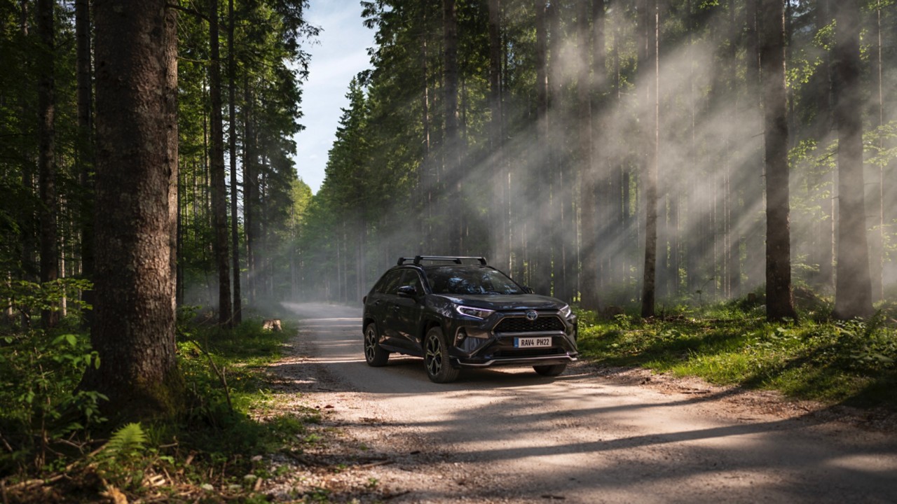 Toyota RAV4 Plug-in on forest road