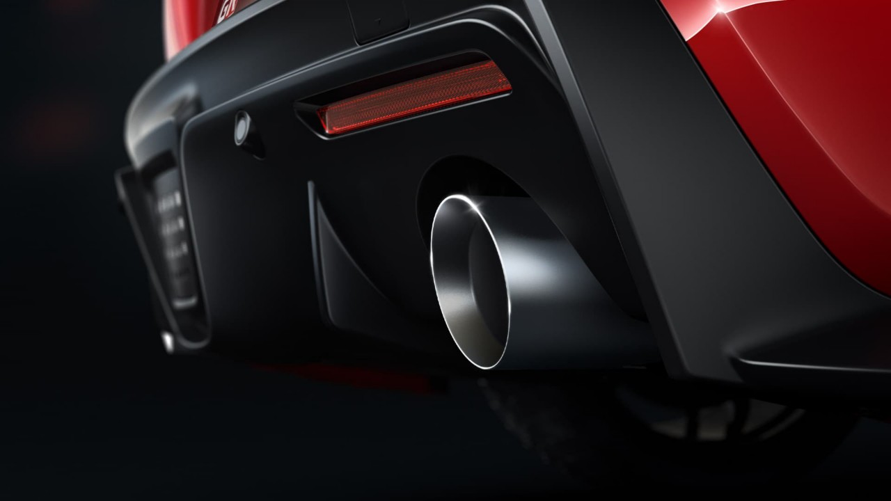 Toyota Supra close up of the exhaust