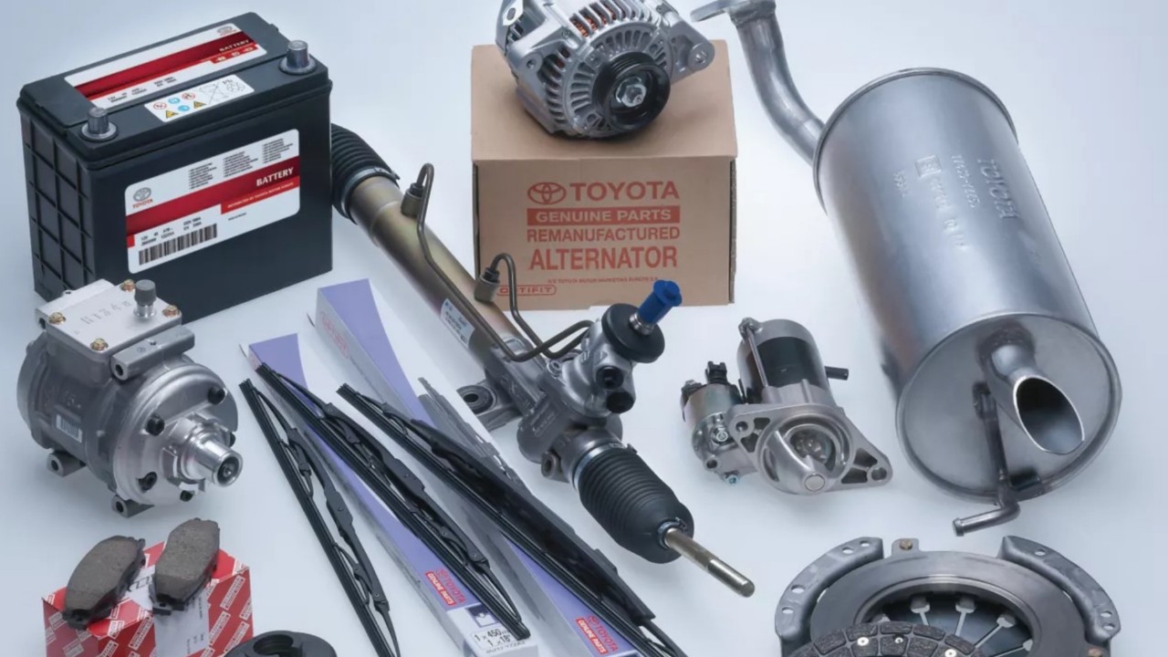 An array of Toyota parts and accessories for cars